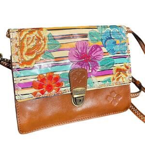 Patricia Nash Spring Multi Lanza Crossbody Bag Multicolor Brown Leather‎ Purse